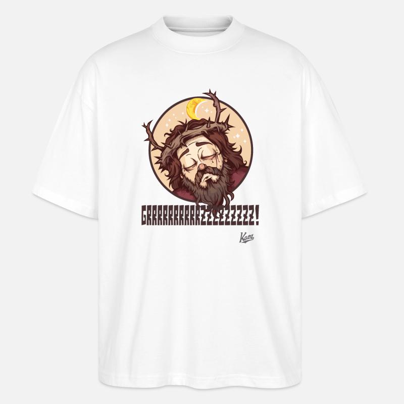 Süßer, Schlafender Jesus-Typ - Stanley/Stella Oversized Unisex Bio T-Shirt Blaster 2.0 - Weiß