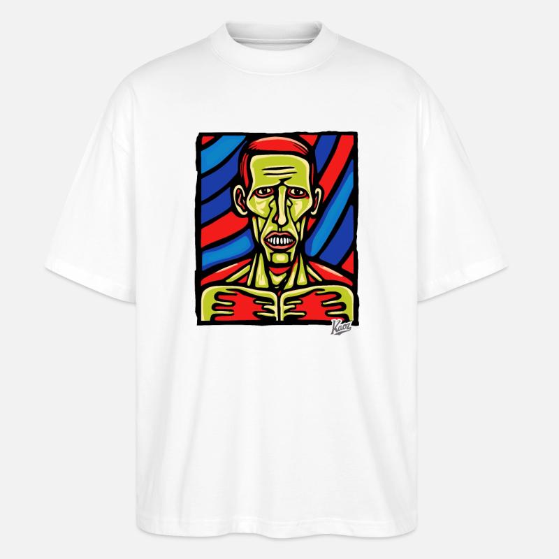 Art abstrait d’un zombie - T-shirt bio Blaster 2.0 coupe oversize Stanley/Stella Unisexe - blanc