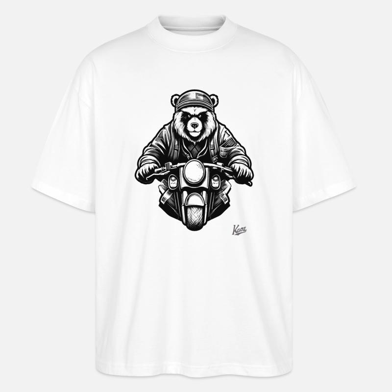 Cool Moto Biker Bear - T-shirt bio Blaster 2.0 coupe oversize Stanley/Stella Unisexe - blanc