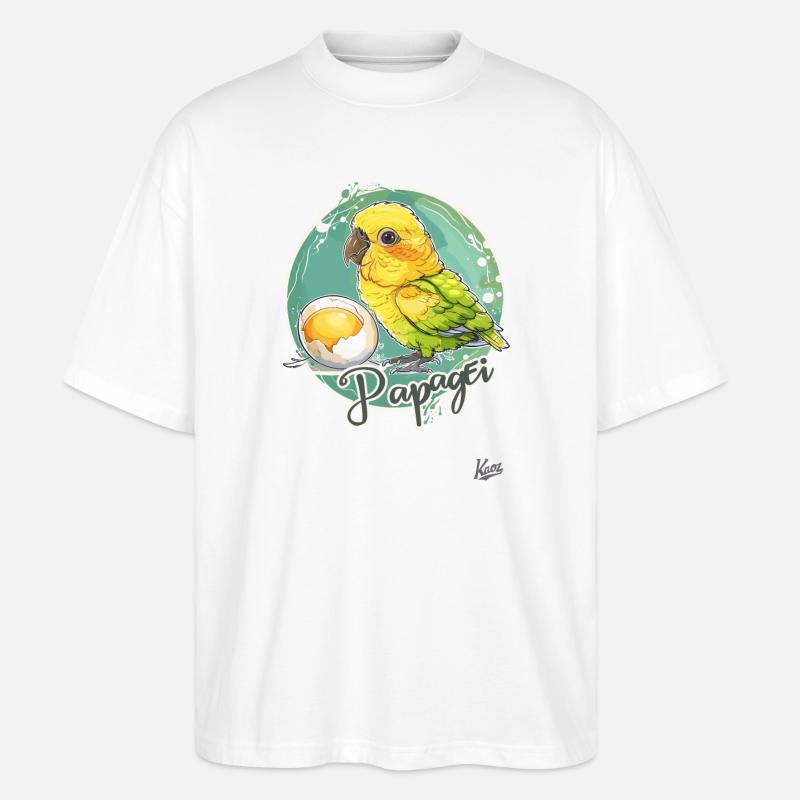 Parrot Egg: Parrot and Egg - Stanley/Stella Oversized Unisex Organic T-shirt Blaster 2.0 - white