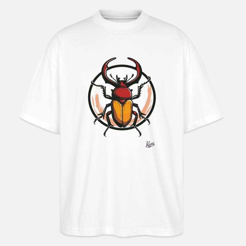 Großer, Dicker, Mächtiger XXL-Hirschkäfer - Stanley/Stella Oversized Unisex Bio T-Shirt Blaster 2.0 - Weiß