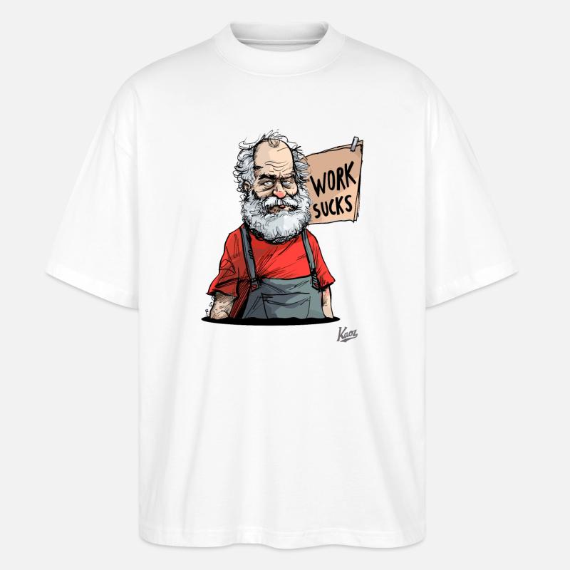 Old craftsman: Work sucks! - Stanley/Stella Oversized Unisex Organic T-shirt Blaster 2.0 - white