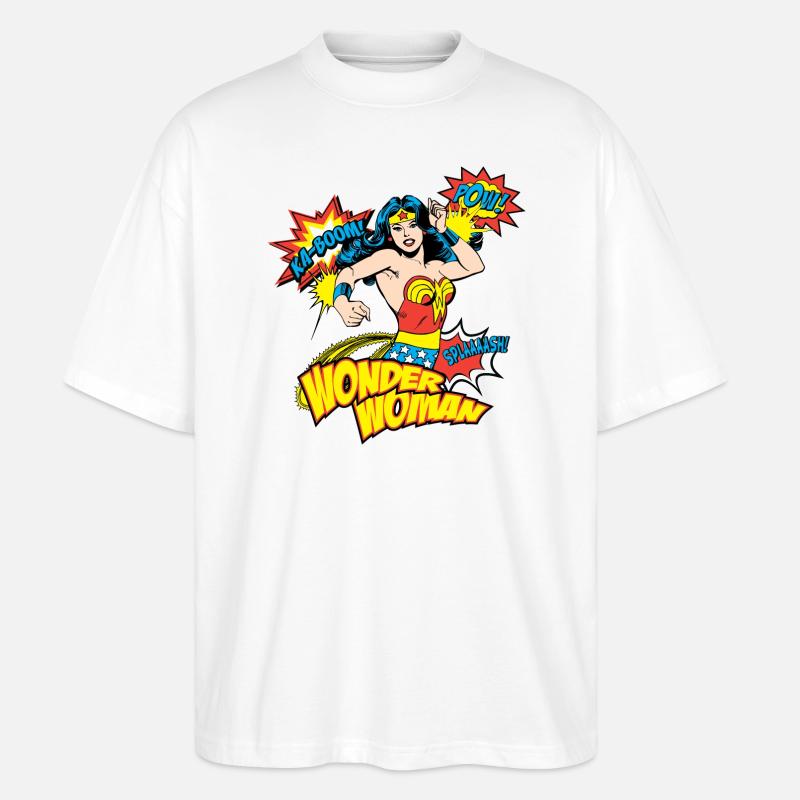 DC Comics Wonder Woman Rétro Onomatopées - T-shirt bio Blaster 2.0 coupe oversize Stanley/Stella Unisexe - blanc
