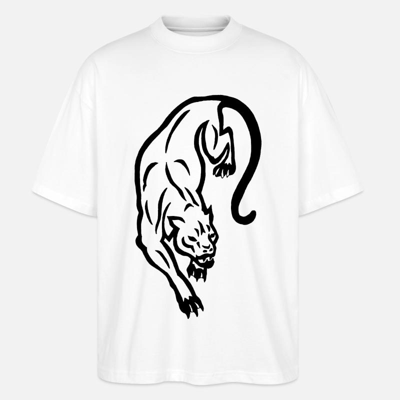 Schwarze Panther-Silhouette - Stanley/Stella Oversized Unisex Bio T-Shirt Blaster 2.0 - Weiß