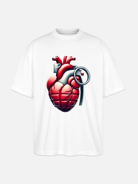 Explosive Herzgranate Design - Stanley/Stella Oversized Unisex Bio T-Shirt Blaster 2.0 - Weiß