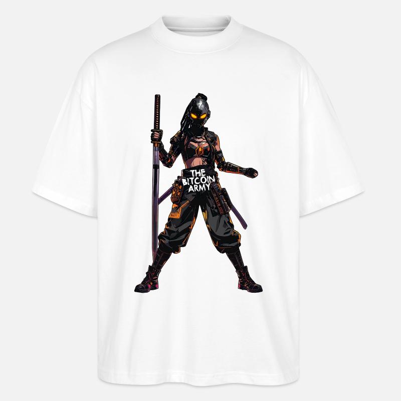 Bitcoin Bazooka – Die Bitcoin-Armee – Samurai 03 - Stanley/Stella Oversized Unisex Bio T-Shirt Blaster 2.0 - Weiß