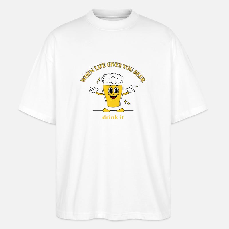 Devise de la bière Devise Cartoon - T-shirt bio Blaster 2.0 coupe oversize Stanley/Stella Unisexe - blanc
