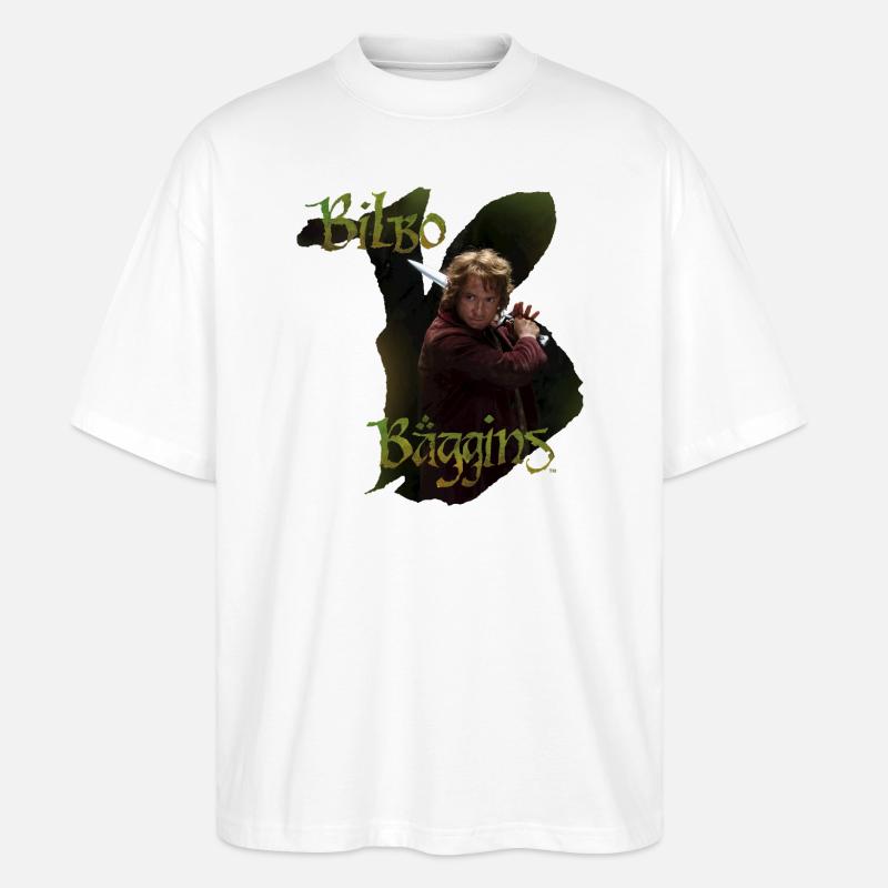 Hobbiten Bilbo Bagger med sitt svärdshugg - Ekologisk Oversized T-shirt Unisex Stanley/Stella Blaster 2.0 - vit