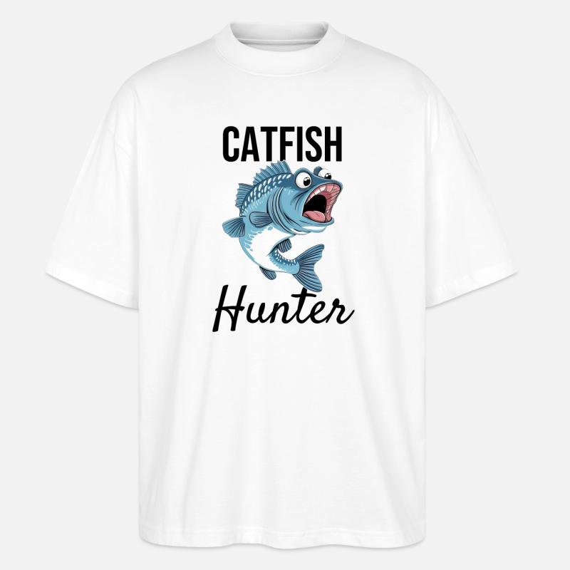 Chasseur de poisson-chat - T-shirt bio Blaster 2.0 coupe oversize Stanley/Stella Unisexe - blanc