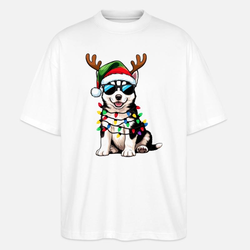 Weihnachts Husky - Stanley/Stella Oversized Unisex Bio T-Shirt Blaster 2.0 - Weiß