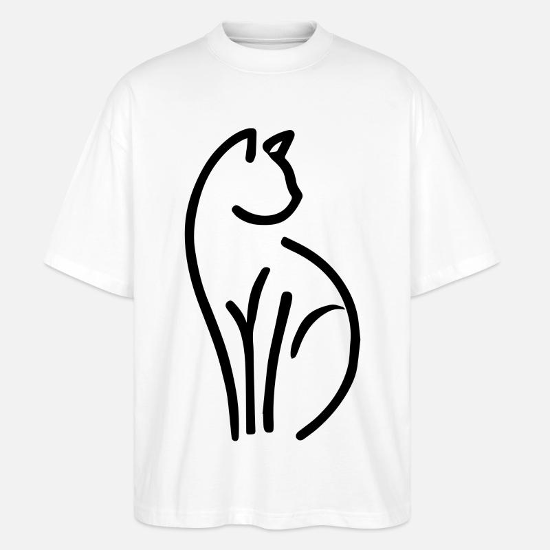 Katze minimalistisch - Stanley/Stella Oversized Unisex Bio T-Shirt Blaster 2.0 - Weiß