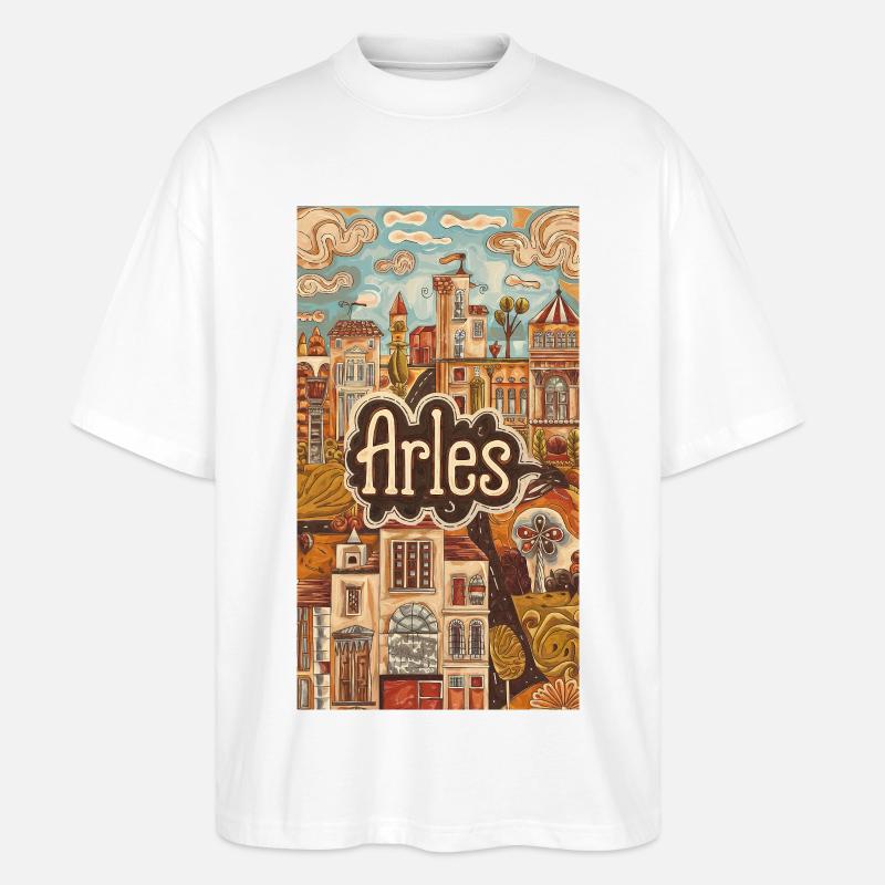 Arles Stadtbild Traumlandschaft - Stanley/Stella Oversized Unisex Bio T-Shirt Blaster 2.0 - Weiß