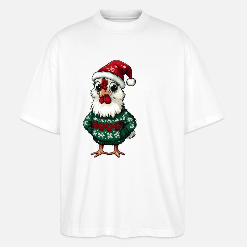 Hahn Weihnachten Comic - Stanley/Stella Oversized Unisex Bio T-Shirt Blaster 2.0 - Weiß