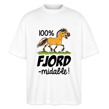 Cheval Fjord Fjord'midable (texte noir) - T-shirt bio Blaster 2.0 coupe oversize Stanley/Stella Unisexe - blanc - Devant - Alina (178cm) & Michal (187cm)