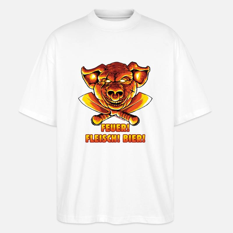 Feuer Fleisch Bier! - Stanley/Stella Oversized Unisex Bio T-Shirt Blaster 2.0 - Weiß