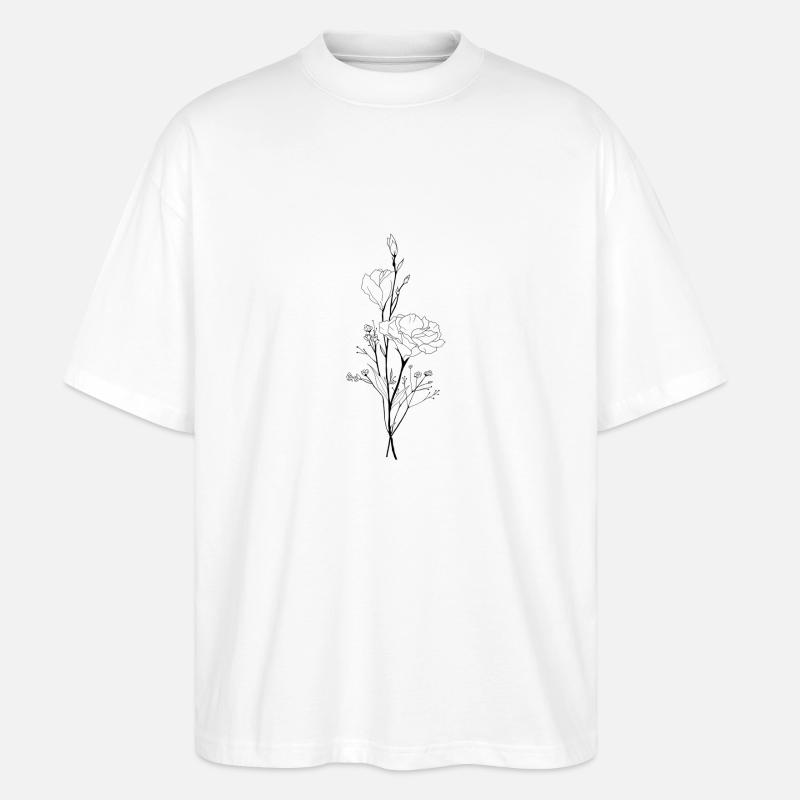 Minimal Blumenstrauß - Stanley/Stella Oversized Unisex Bio T-Shirt Blaster 2.0 - Weiß