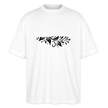 Décor de feuilles - T-shirt bio Blaster 2.0 coupe oversize Stanley/Stella Unisexe - blanc - Devant - Alina (178cm) & Michal (187cm)