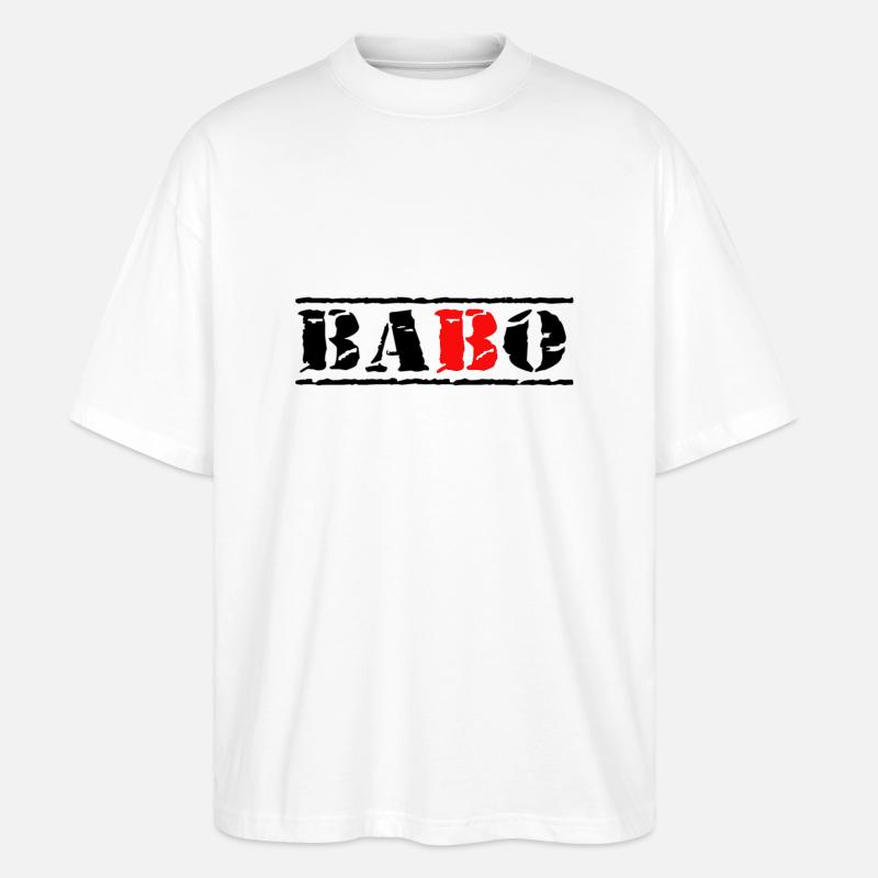stempel babo schwarz rot - Stanley/Stella Oversized Unisex Bio T-Shirt Blaster 2.0 - Weiß