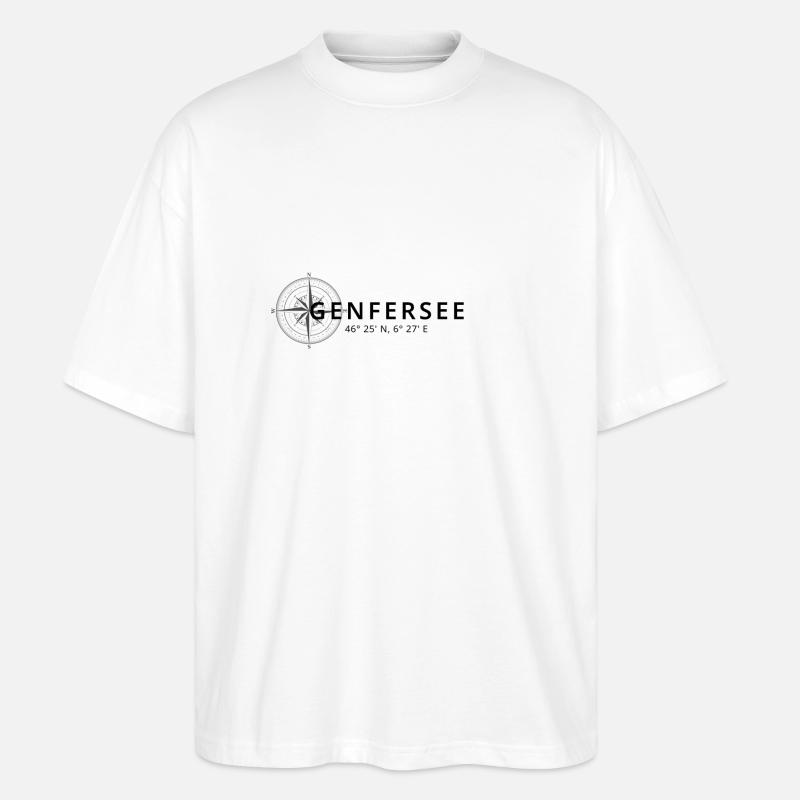 Genfersee Kompass Design - Stanley/Stella Oversized Unisex Bio T-Shirt Blaster 2.0 - Weiß