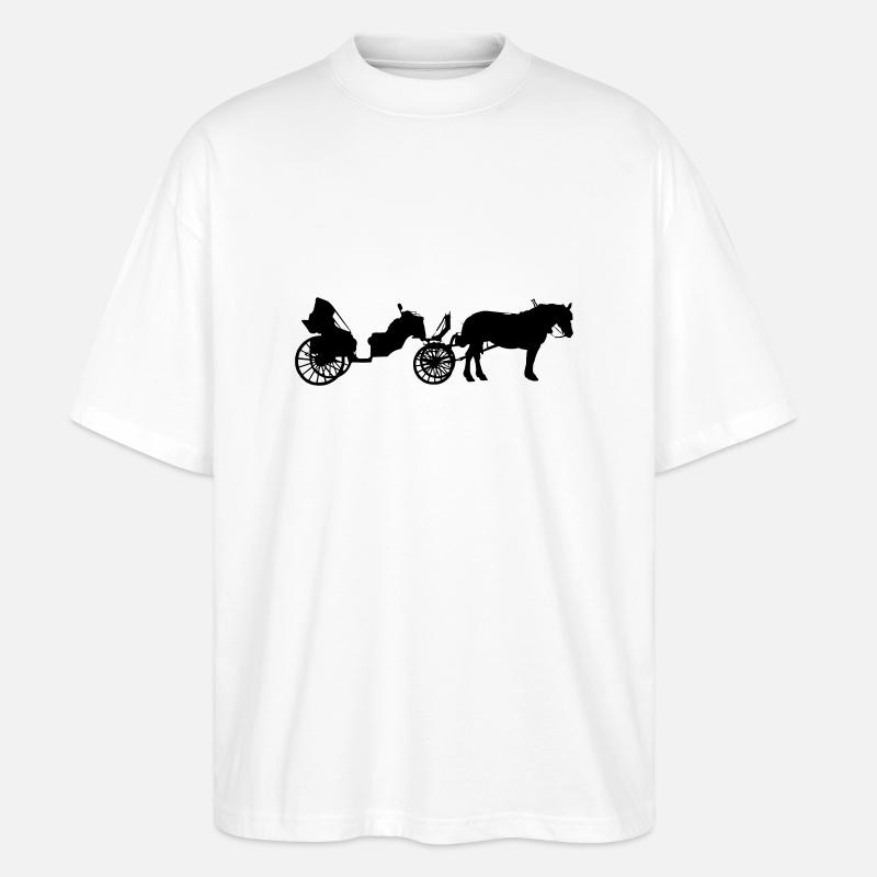 Kutsche mit Pferd - Stanley/Stella Oversized Unisex Bio T-Shirt Blaster 2.0 - Weiß