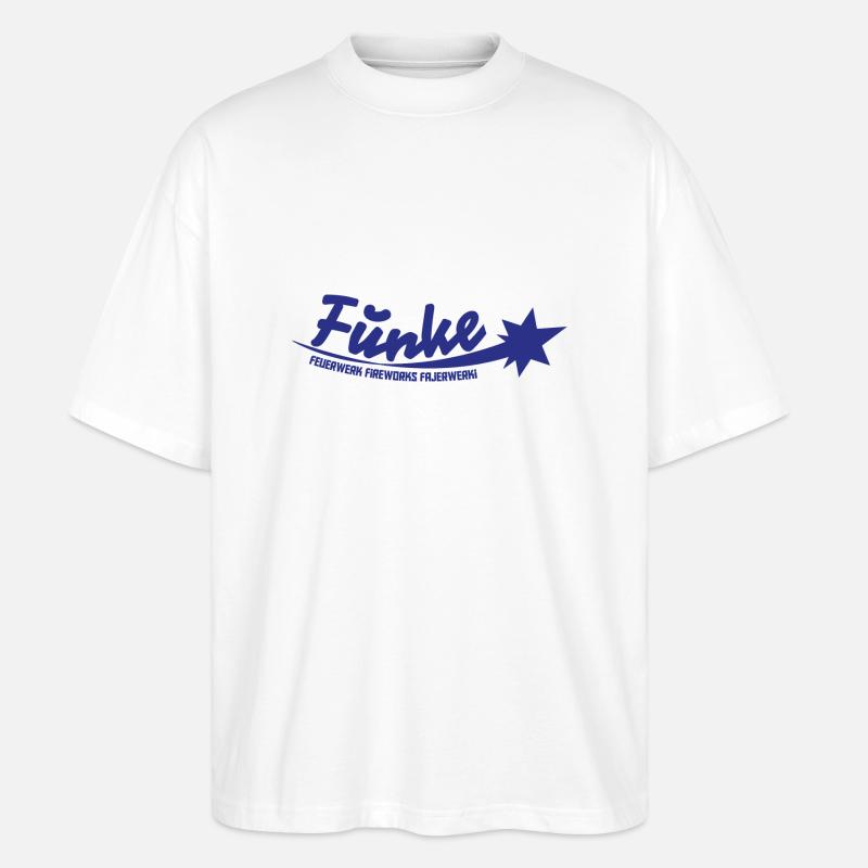 Funke Logo Blau - Stanley/Stella Oversized Unisex Bio T-Shirt Blaster 2.0 - Weiß