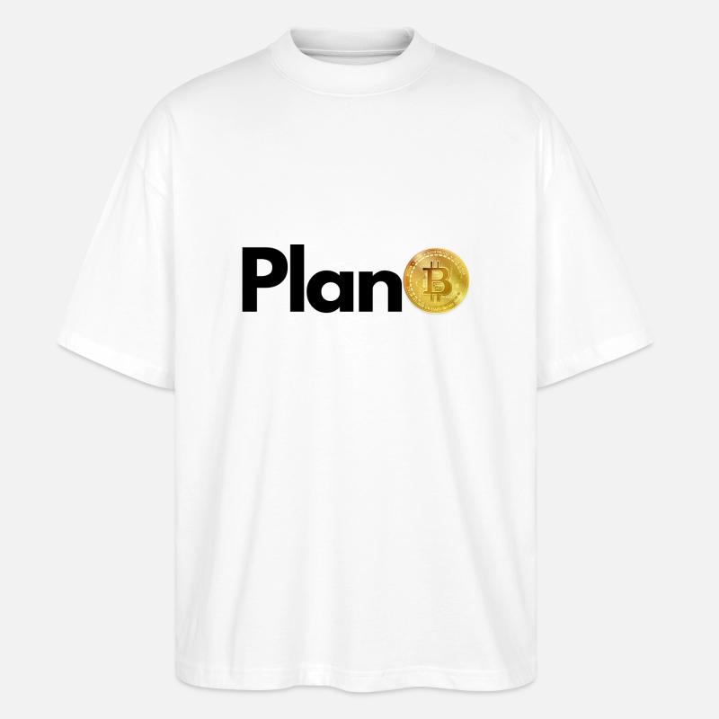 Krypto Plan BITCOIN 2 BTC - Stanley/Stella Oversized Unisex Bio T-Shirt Blaster 2.0 - Weiß