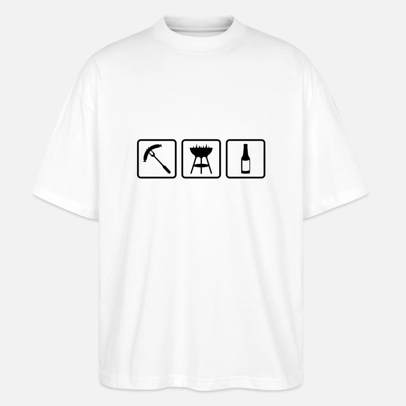 Wurst - Griller - Bier - Stanley/Stella Oversized Unisex Bio T-Shirt Blaster 2.0 - Weiß