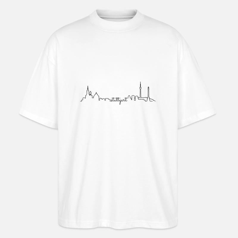 Stuttgart Skyline black - Stanley/Stella Oversized Unisex Bio T-Shirt Blaster 2.0 - Weiß