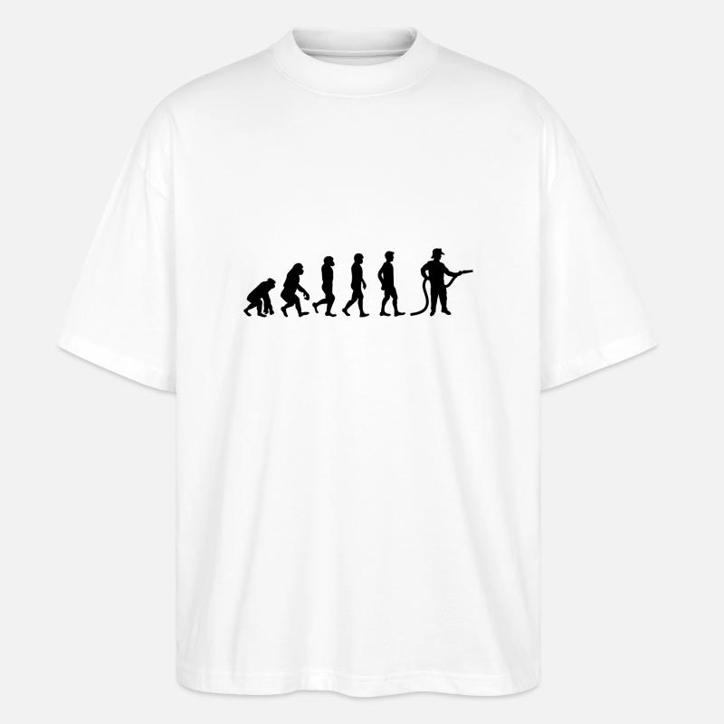 Evolution Feuerwehrmann schwarz - Stanley/Stella Oversized Unisex Bio T-Shirt Blaster 2.0 - Weiß