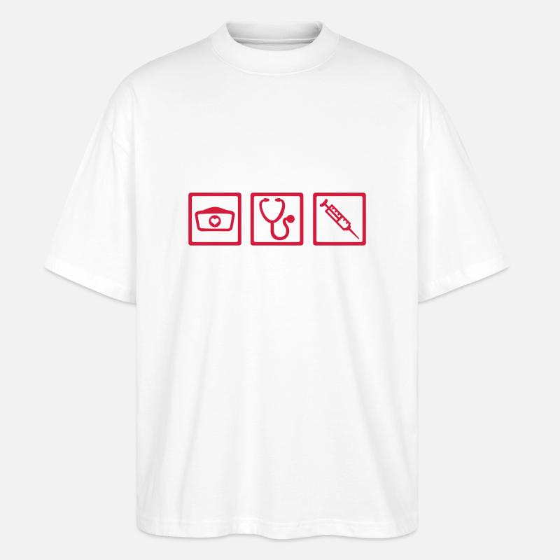 Krankenschwester - Stanley/Stella Oversized Unisex Bio T-Shirt Blaster 2.0 - Weiß
