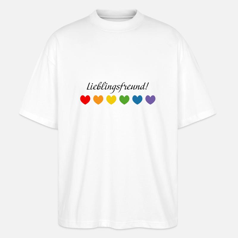 Regenbogenherzchen Lieblingsfreund - Stanley/Stella Oversized Unisex Bio T-Shirt Blaster 2.0 - Weiß