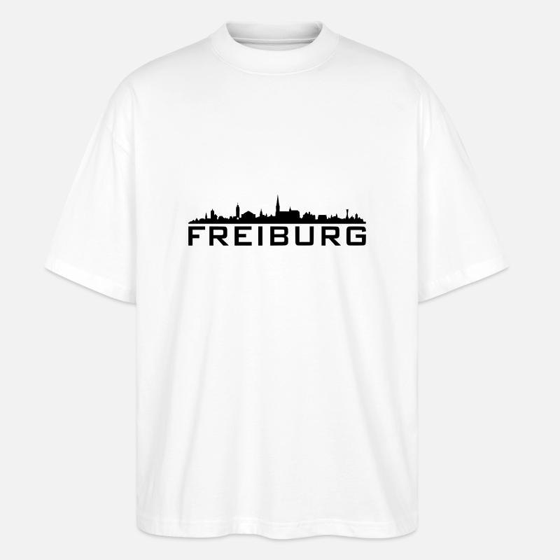 Skyline Freiburg Name - Stanley/Stella Oversized Unisex Bio T-Shirt Blaster 2.0 - Weiß