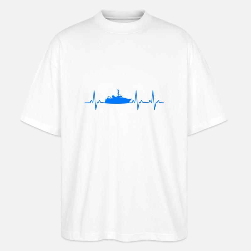 Boot Schiff Herzschlag - Stanley/Stella Oversized Unisex Bio T-Shirt Blaster 2.0 - Weiß