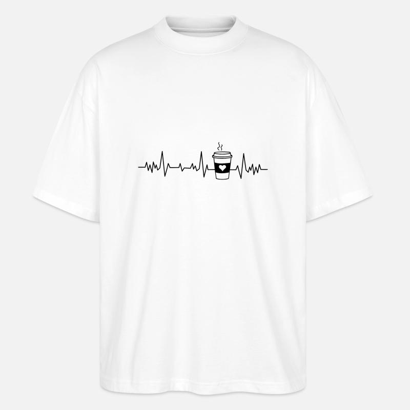 Kaffee Herzschlag - Stanley/Stella Oversized Unisex Bio T-Shirt Blaster 2.0 - Weiß
