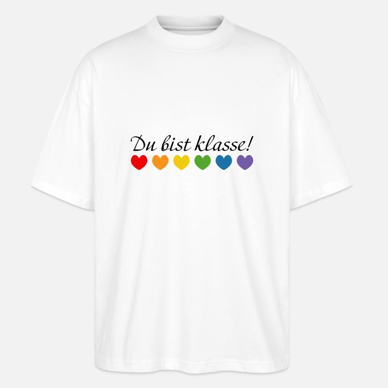 Regenbogenherzchen du bist klasse - Stanley/Stella Oversized Unisex Bio T-Shirt Blaster 2.0 - Weiß