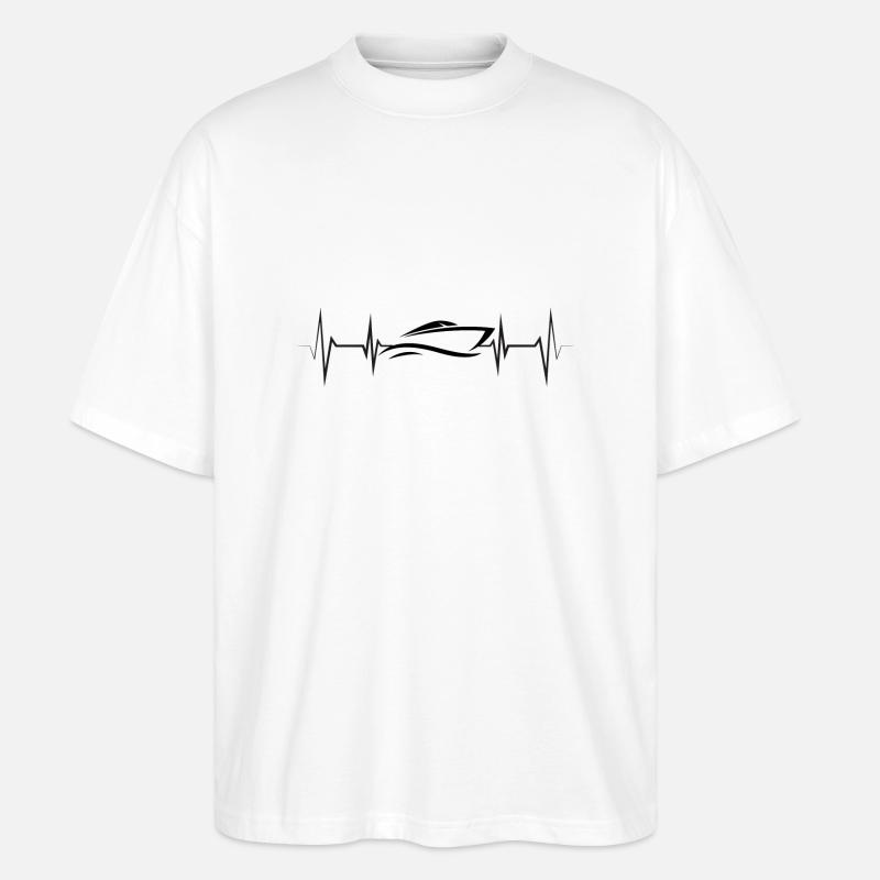 Boot Motorboot Herzschlag Ekg - Stanley/Stella Oversized Unisex Bio T-Shirt Blaster 2.0 - Weiß