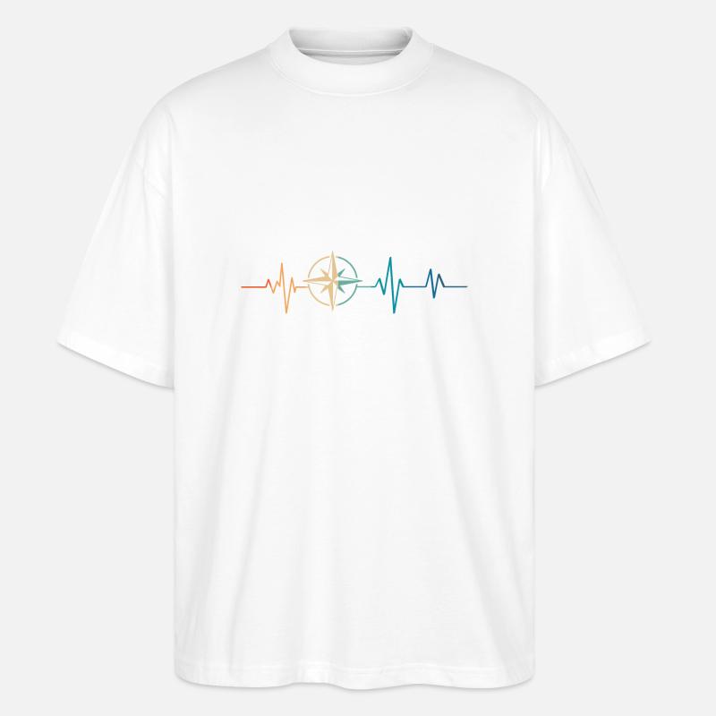 Retro Heartbeat Kompass - Stanley/Stella Oversized Unisex Bio T-Shirt Blaster 2.0 - Weiß