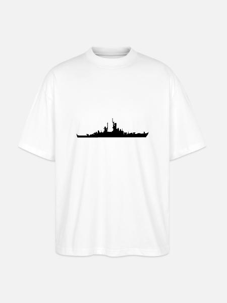 Vector Navy warship Silhouette - Stanley/Stella Oversized Unisex Organic T-shirt Blaster 2.0 - white