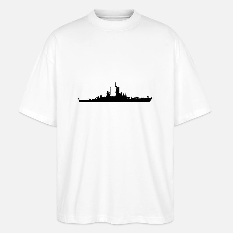 Vector Navy Kriegsschiff Silhouette - Stanley/Stella Oversized Unisex Bio T-Shirt Blaster 2.0 - Weiß