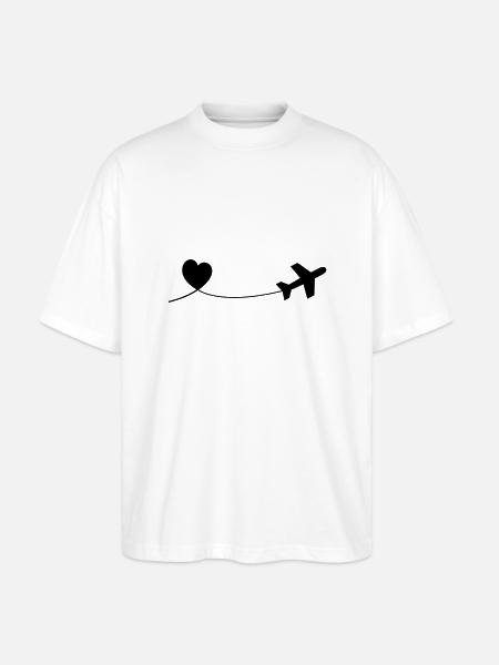 Flugzeug mit Herz - Stanley/Stella Oversized Unisex Bio T-Shirt Blaster 2.0 - Weiß