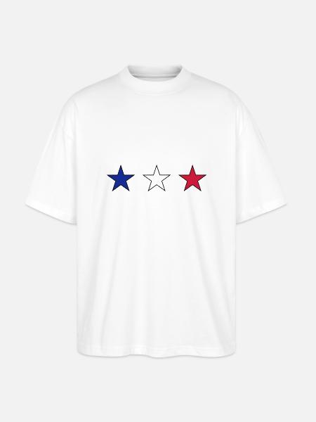 France three stars in blue-white-red - Stanley/Stella Oversized Unisex Organic T-shirt Blaster 2.0 - white