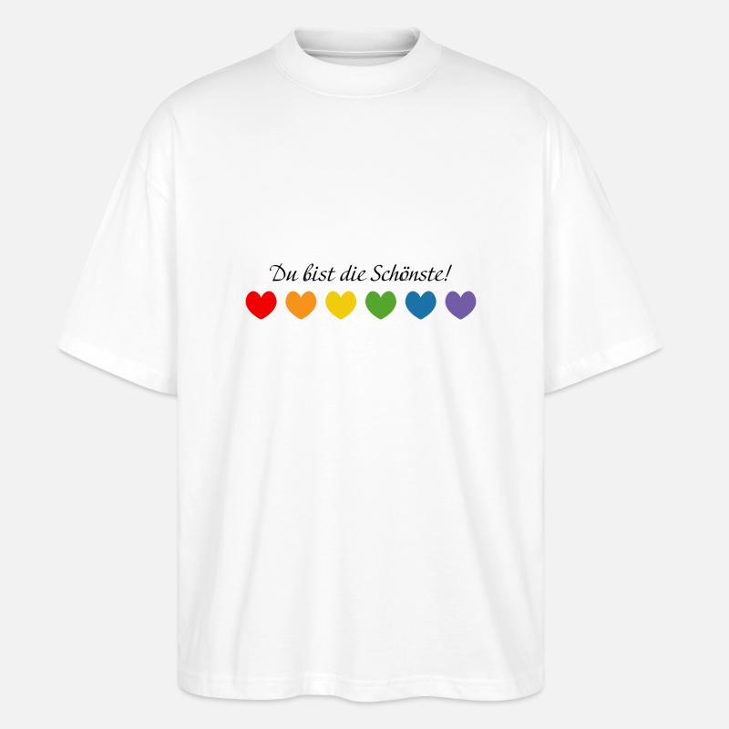 Regenbogenherzchen Du bist die Schoenste - Stanley/Stella Oversized Unisex Bio T-Shirt Blaster 2.0 - Weiß