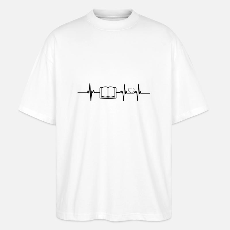 Herzschlag-Buch - Stanley/Stella Oversized Unisex Bio T-Shirt Blaster 2.0 - Weiß