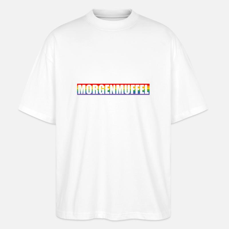 Morgenmuffel regenbogen Silhouette - Stanley/Stella Oversized Unisex Bio T-Shirt Blaster 2.0 - Weiß