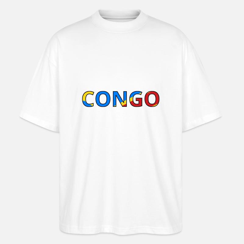 Drapeau Congo (Rép. dém.) - T-shirt bio Blaster 2.0 coupe oversize Stanley/Stella Unisexe - blanc