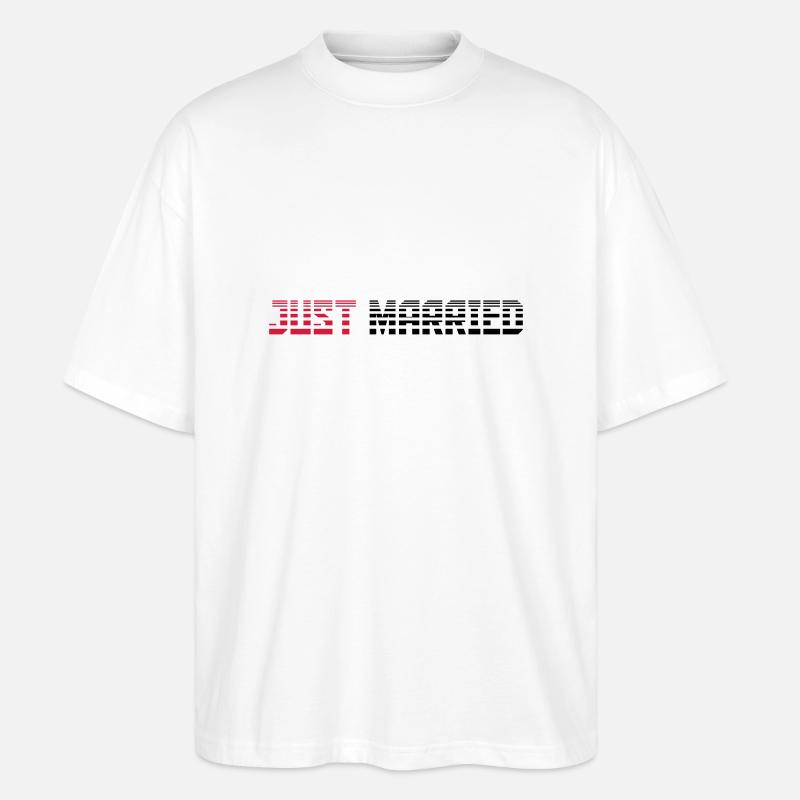 Just Married texte Logo Design - T-shirt bio Blaster 2.0 coupe oversize Stanley/Stella Unisexe - blanc