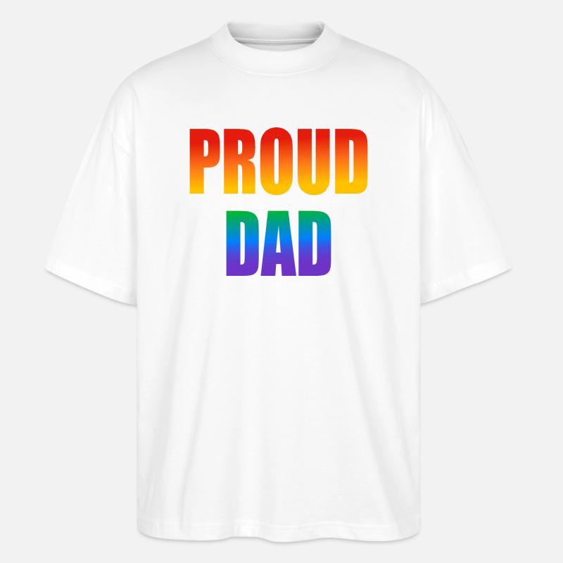 Stolzer Papa schwuler Regenbogen - Stanley/Stella Oversized Unisex Bio T-Shirt Blaster 2.0 - Weiß