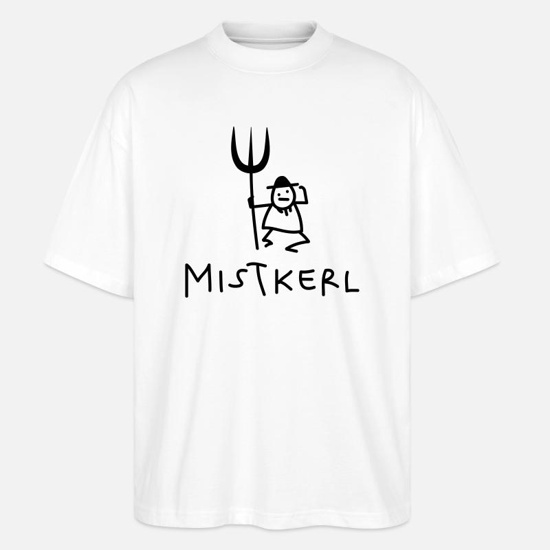 Kerl mit Mistgabel - Stanley/Stella Oversized Unisex Bio T-Shirt Blaster 2.0 - Weiß