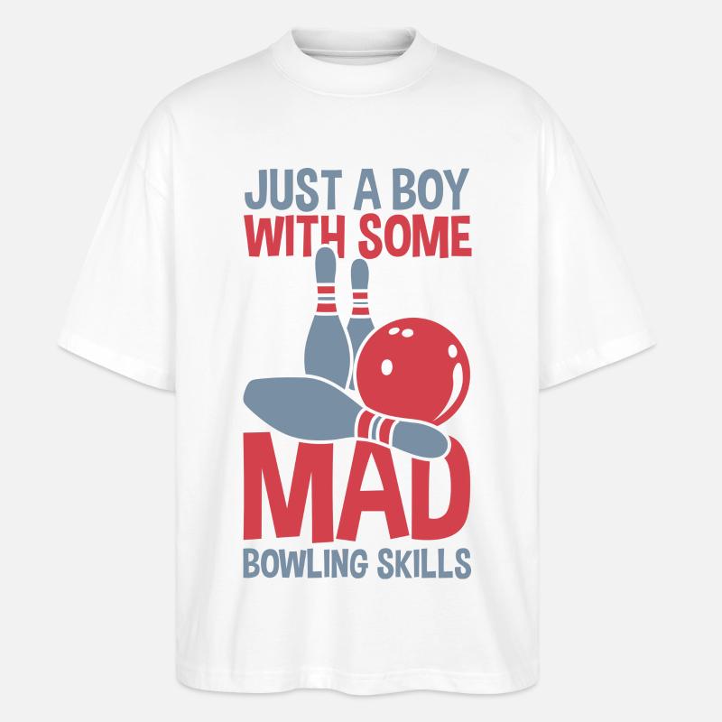 Bowling Junge - Stanley/Stella Oversized Unisex Bio T-Shirt Blaster 2.0 - Weiß