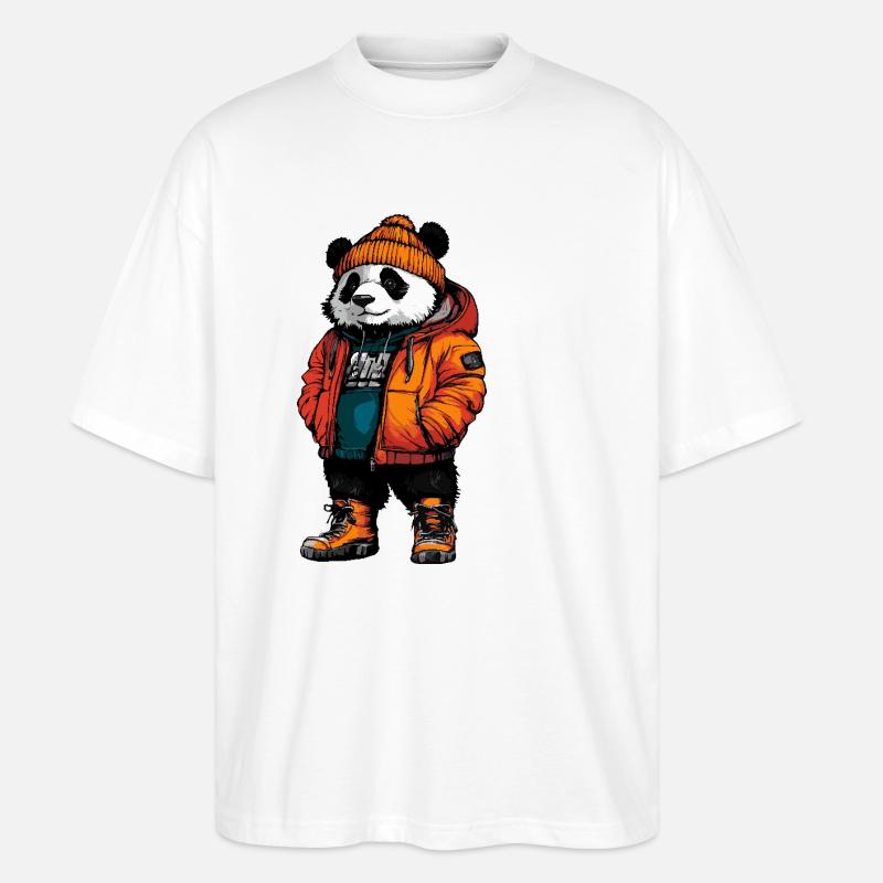 Panda Drôle d’Hiver - T-shirt bio Blaster 2.0 coupe oversize Stanley/Stella Unisexe - blanc